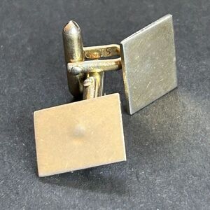 Swank Vintage Rectangular Cufflinks Signed Geometric Gold Tone Cuff Links